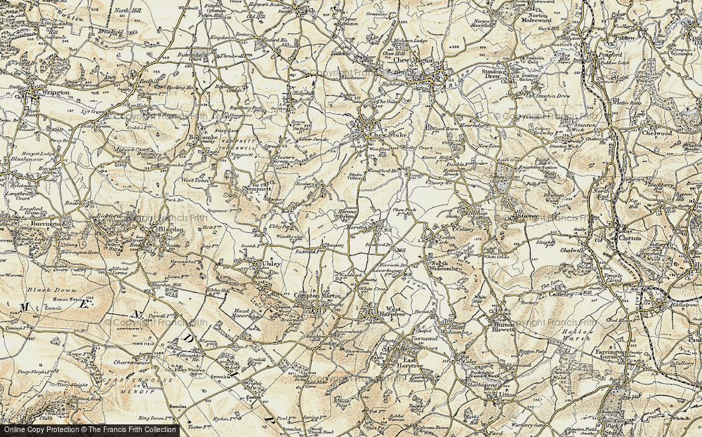 Old Map of Historic Map covering Breach Hill in 1899