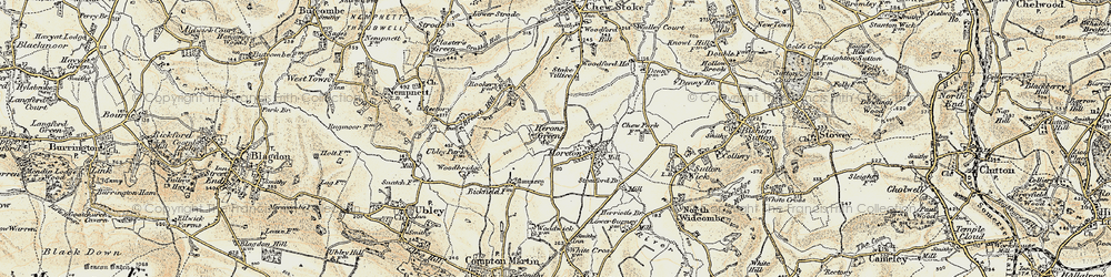 Old map of Herons Green in 1899