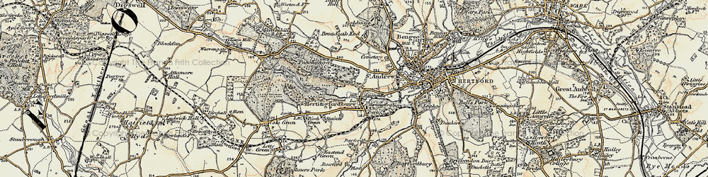 Old map of Hertingfordbury in 1898