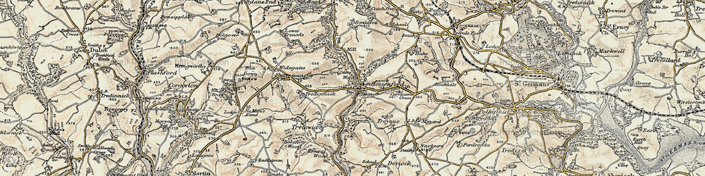 Old map of Hessenford in 1900