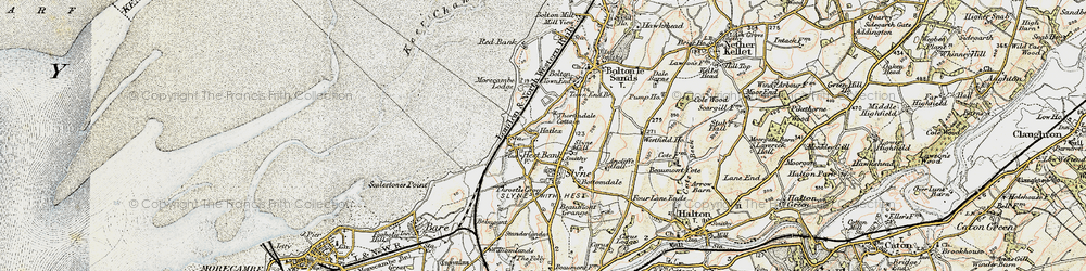 Old map of Hest Bank in 1903-1904