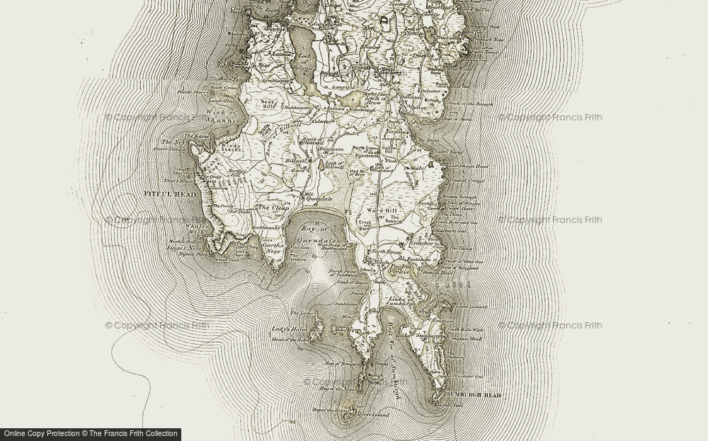Old Map of Historic Map covering Links of Quendale in 1911-1912