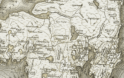 Old map of Burn of Olas Voe in 1911-1912