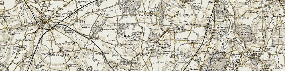 Old map of Hethel in 1901-1902