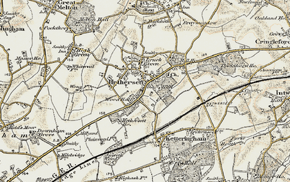 Old map of Hethersett in 1901-1902