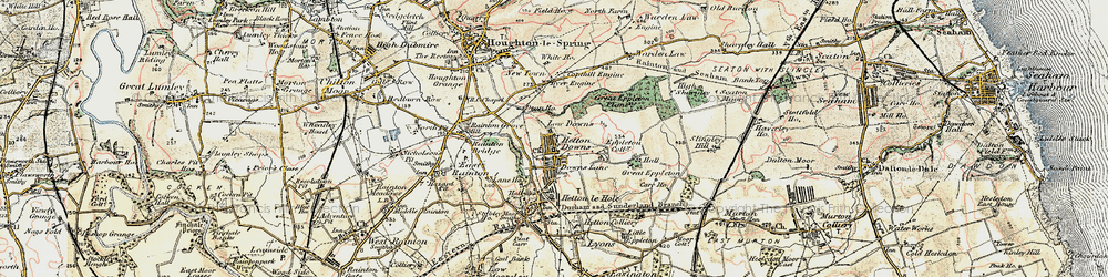 Old map of Hetton Downs in 1901-1904
