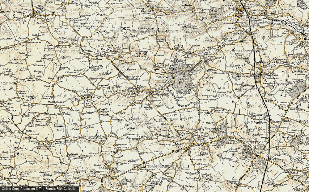 Old Map of Historic Map covering Ubbeston in 1901