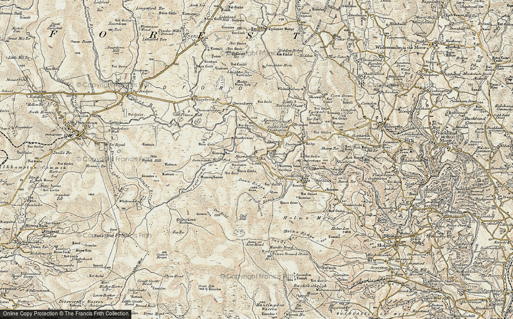 Old Map of Historic Map covering Aune in 1899-1900