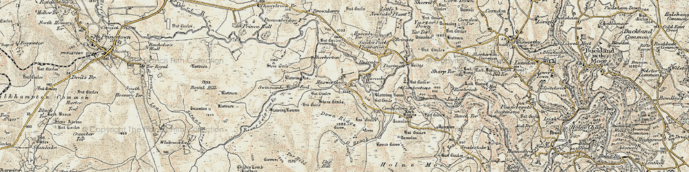 Old map of Aune in 1899-1900