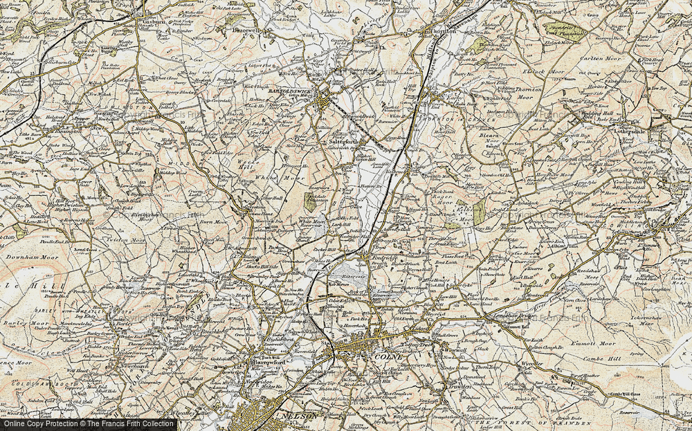 Old Map of Historic Map covering Admergill Pasture in 1903-1904