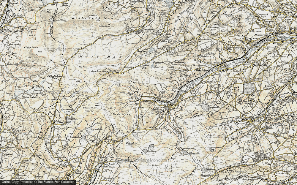 Old Map of Historic Map covering Buckstones Moss in 1903