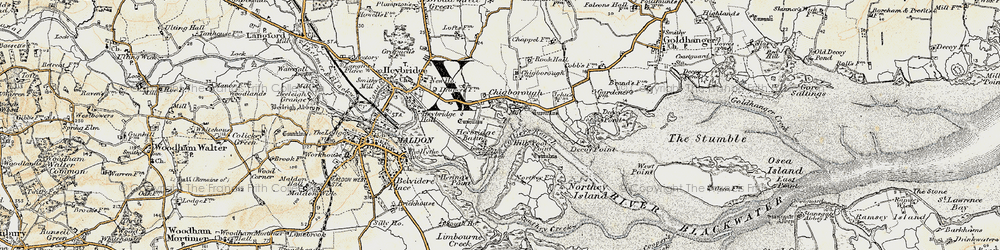 Old map of Heybridge Basin in 1898