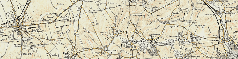 Old map of Heydon in 1898-1901