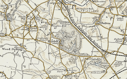 Old map of Heydon in 1901-1902