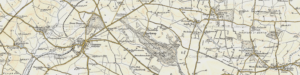 Old map of Heythrop in 1898-1899