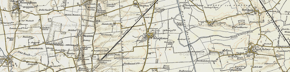 Old map of Hibaldstow in 1903-1908