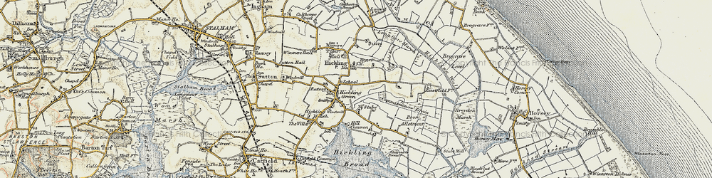 Old map of Hickling in 1901-1902