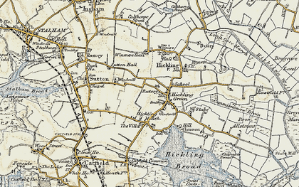 Old map of Hickling Green in 1901-1902
