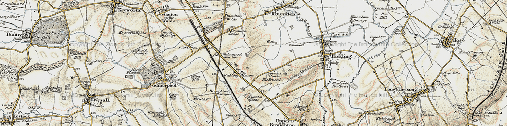 Old map of Hickling Pastures in 1902-1903