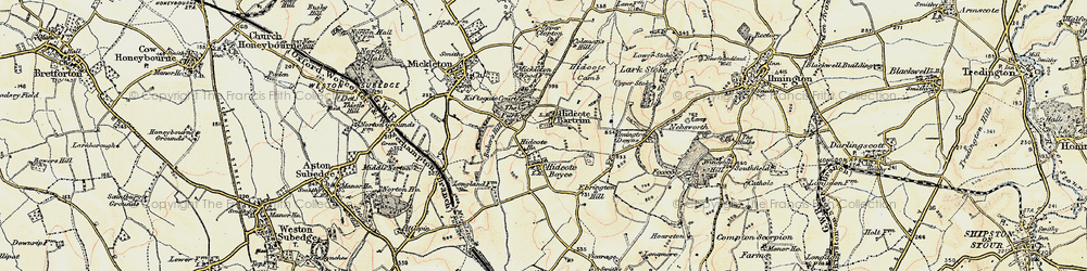 Old map of Hidcote Bartrim in 1899-1901
