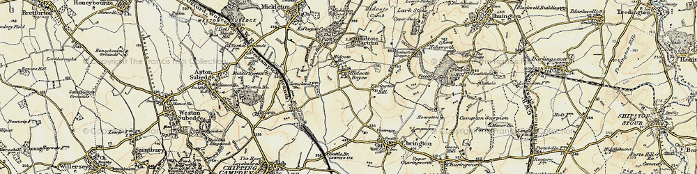 Old map of Hidcote Boyce in 1899-1901