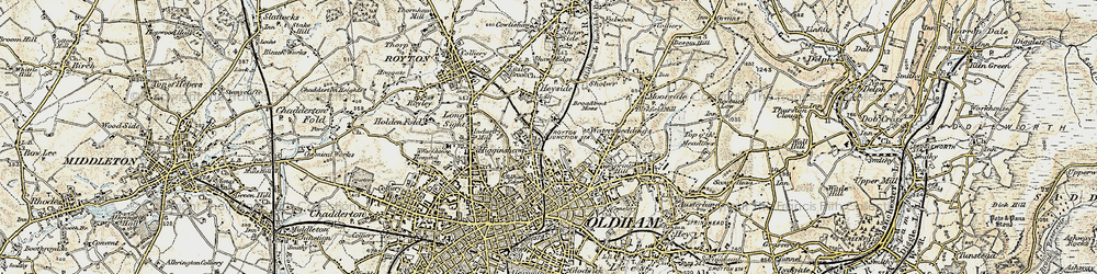 Old map of Higginshaw in 1903