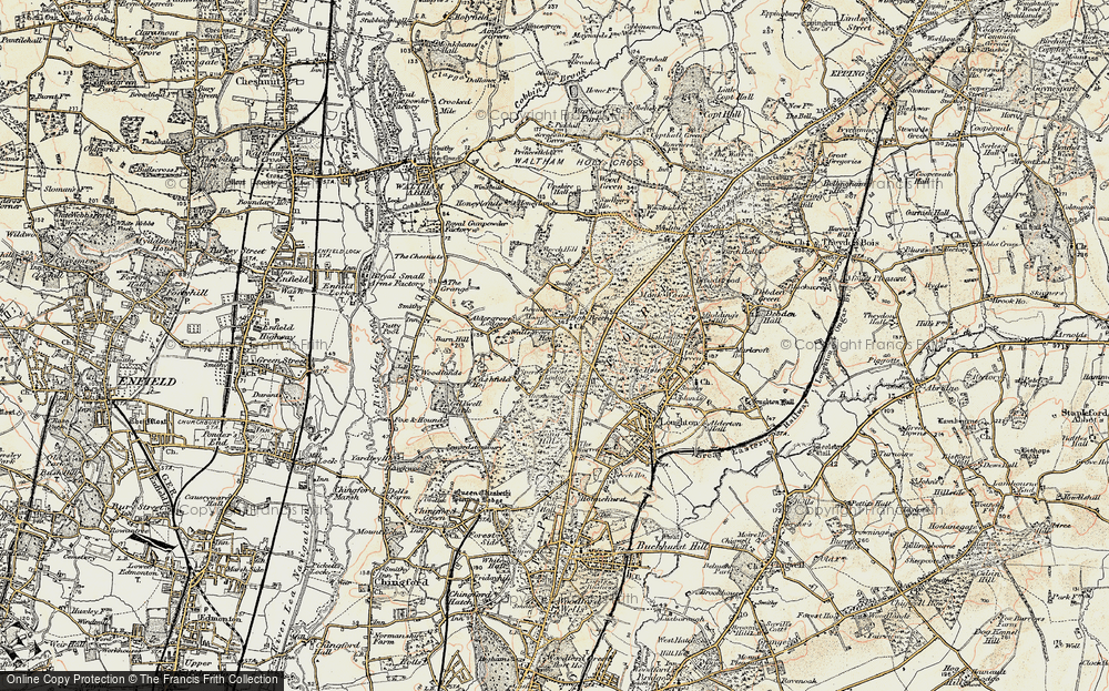 Old Map of Historic Map covering Whitehouse Plain in 1897-1898
