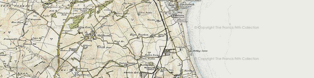 Old map of Buston Barns in 1901-1903