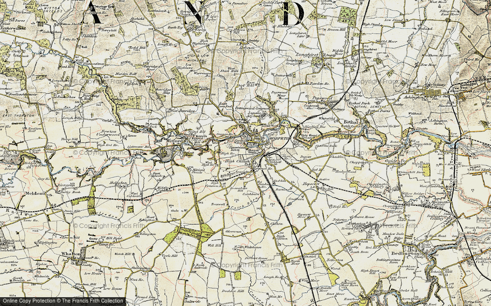 Old Map of Historic Map covering Newminster Abbey in 1901-1903