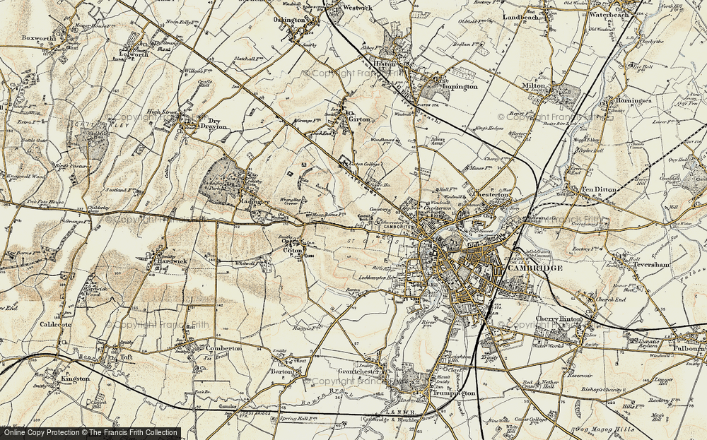 Old Map of Historic Map covering Wrangling Corner in 1899-1901