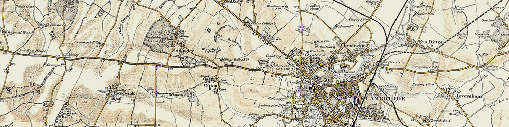 Old map of Wrangling Corner in 1899-1901