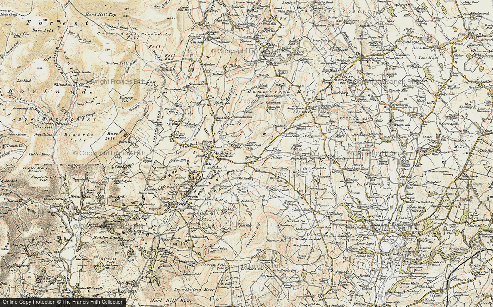 Old Map of Historic Map covering Barn Gill in 1903-1904