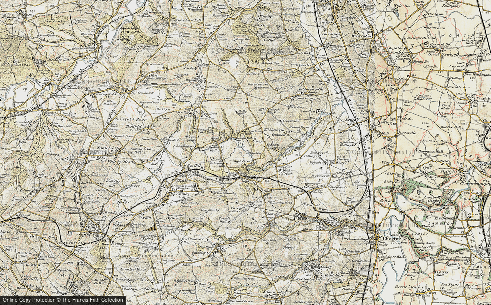 Old Map of Historic Map covering Beamish East Moor in 1901-1904