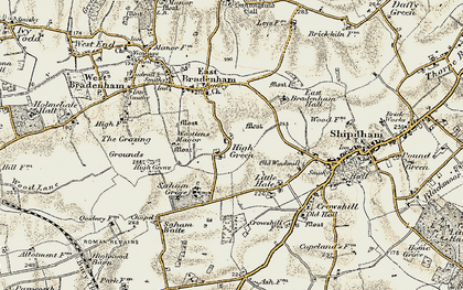 Old map of Saham Grove in 1901-1902