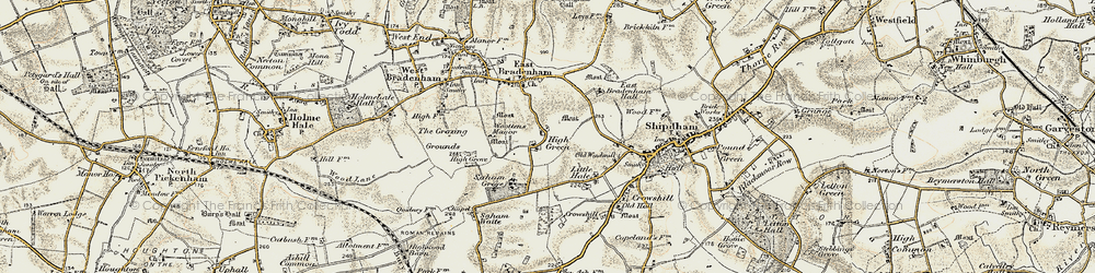 Old map of Saham Grove in 1901-1902
