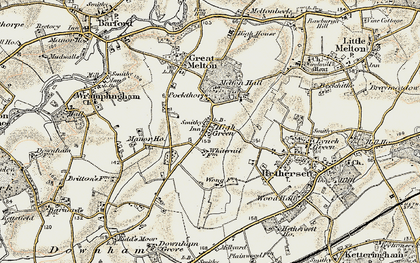 Old map of Great Melton in 1901-1902