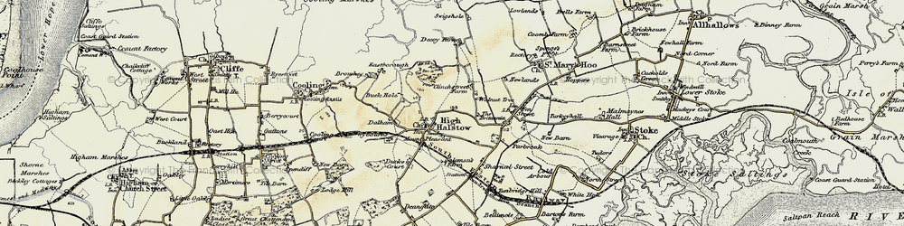 Old map of High Halstow in 1897-1898