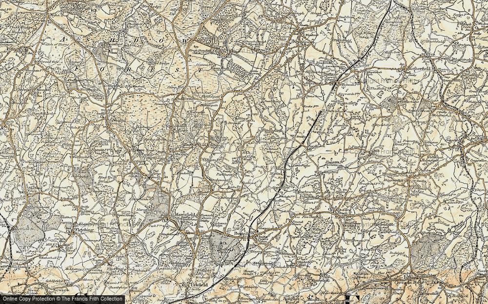 Old Map of Historic Map covering Tudor Rocks in 1898
