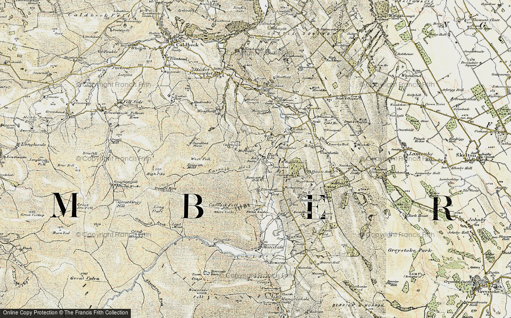 Old Map of Historic Map covering Bannest Hill in 1901-1904