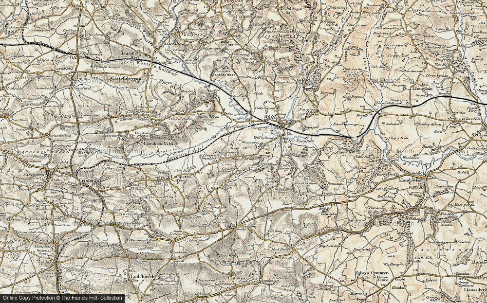 Old Map of Historic Map covering Afon Cwm-Waun-gron in 1901