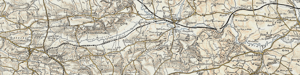 Old map of Afon Cwm-Waun-gron in 1901