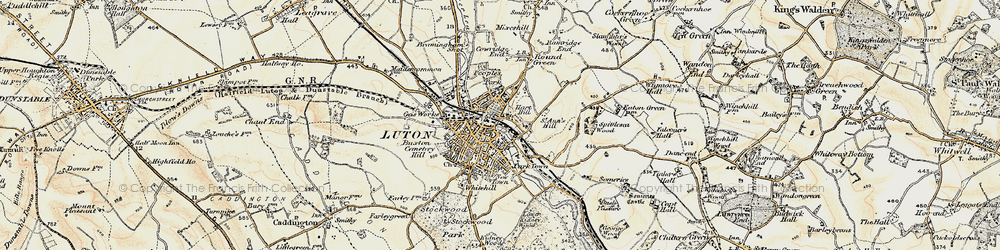 Old map of High Town in 1898-1899