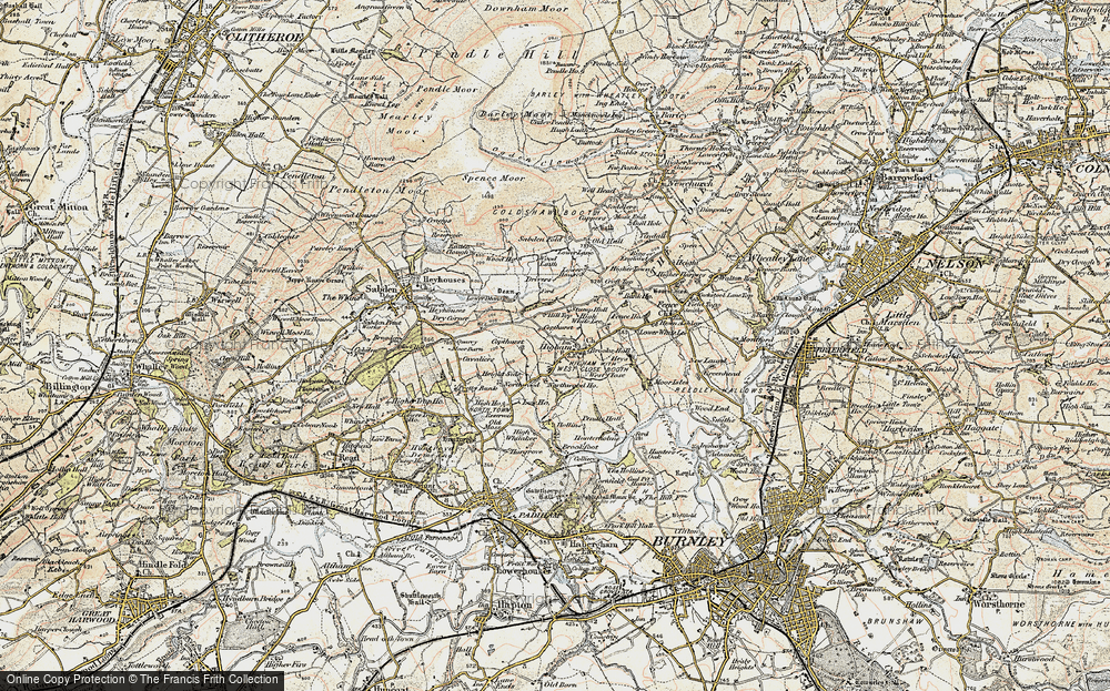 Old Map of Historic Map covering Pendle Hall in 1903-1904