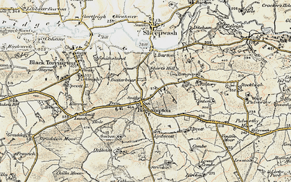 Old map of Lydacott in 1900