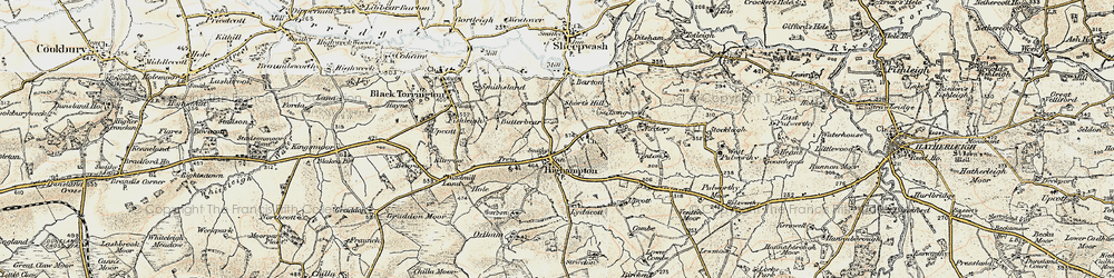 Old map of Lydacott in 1900