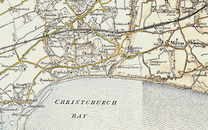 Old map of Highcliffe in 1899-1909
