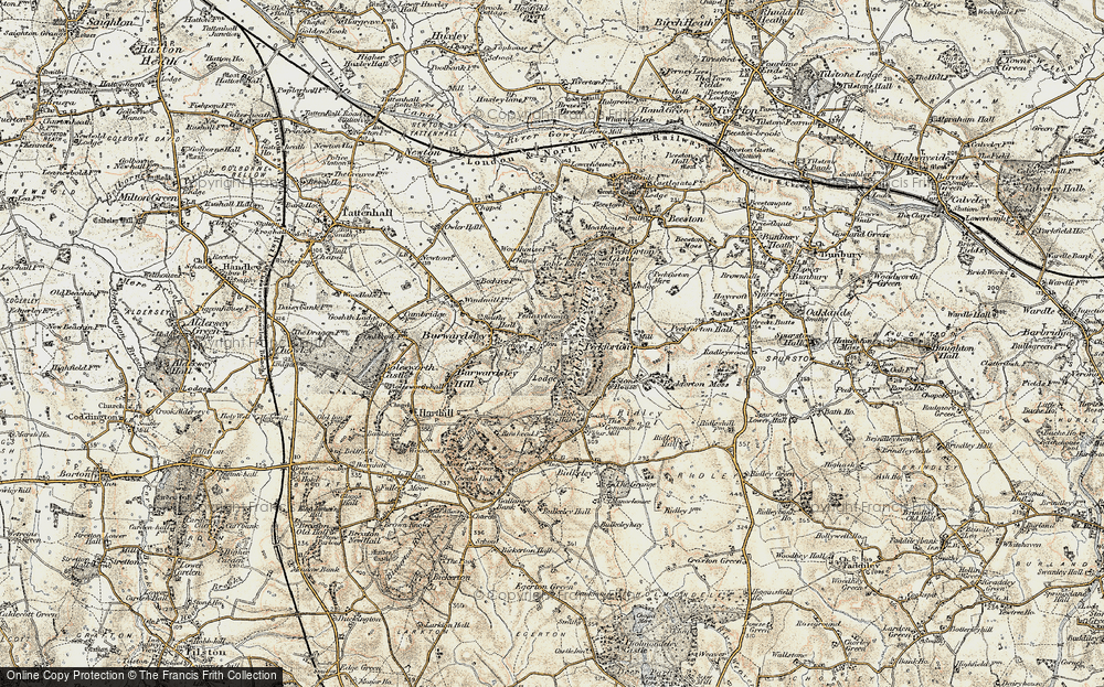 Old Map of Historic Map covering Bulkeley Hill in 1902-1903