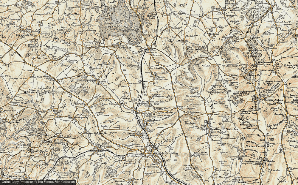Old Map of Higher Chalmington, 1899 in 1899