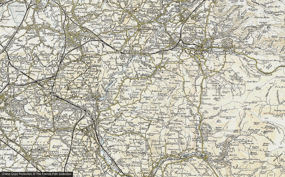 Old Map of Historic Map covering Ludworth Intakes in 1903