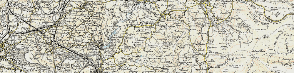 Old map of Higher Chisworth in 1903
